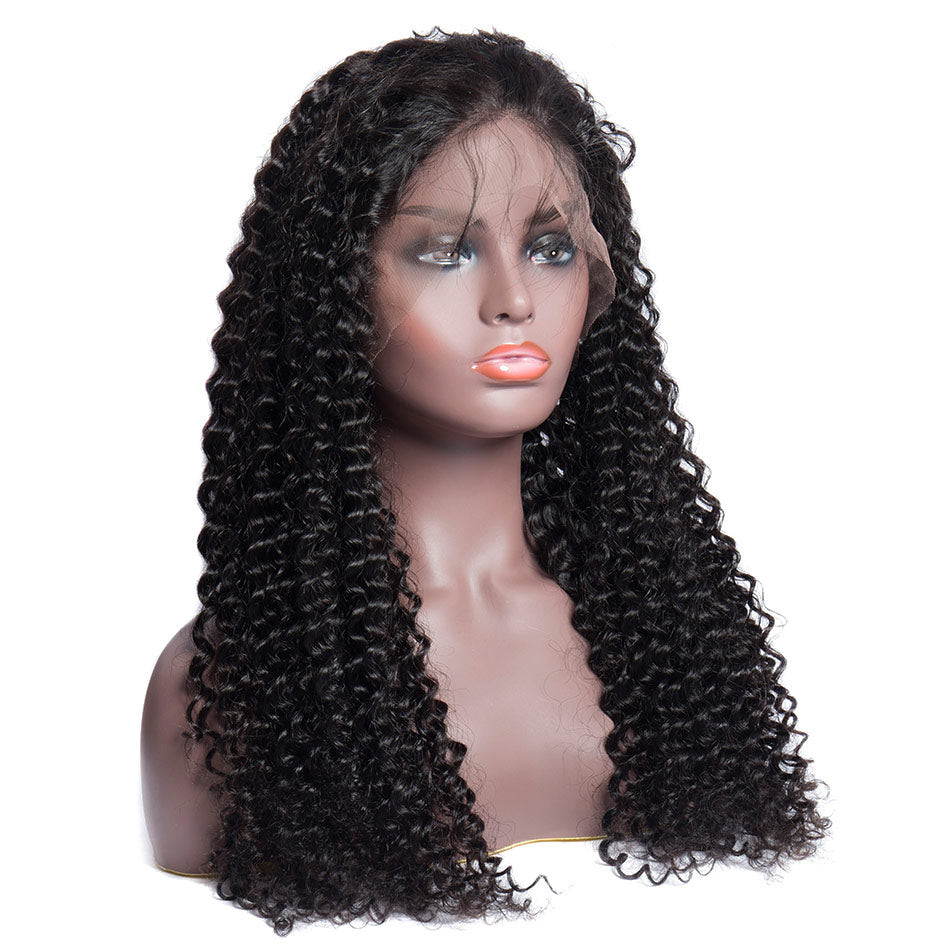 Malaysian Virgin Curly Human Hair Lace Front Wigs With Baby Hair