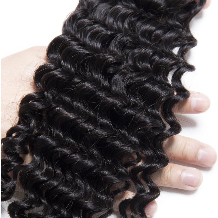 Volys Virgo Raw Indian Curly Virgin Remy Hair Lace Frontal Closure With 3 Bundles-hair material
